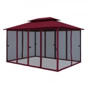 PARAMONDO Comfort Gartenpavillon Seitenwand Moskitonetz, bordeaux - Laschen anthrazit | 6er Pack