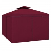 PARAMONDO Deluxe Gartenpavillon Seitenwand, bordeaux - Laschen anthrazit | 4er Pack