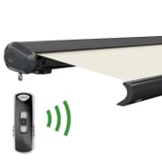Produkt Kassettenmarkise Curve 2000 | 3,45 x 3 m / Gestell: anthrazit / Stoff: Uni, creme-weiß Kassettenmarkise Curve 2000 | 3,45 x 3 m / Gestell: anthrazit / Stoff: Uni, creme-weiß