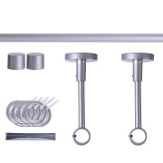 Produkt Gardinenstange Set | 2-läufig, ⌀ 19 mm, 360 cm, silber + Wand, Kappe, Ring Gardinenstange Set | 2-läufig, ⌀ 19 mm, 360 cm, silber + Wand, Kappe, Ring
