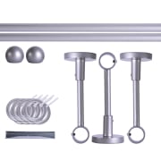 Produkt Gardinenstange Set | 1-läufig, ⌀ 19 mm, 400 cm, silber + Decke, Kugel-Ball, Ring Gardinenstange Set | 1-läufig, ⌀ 19 mm, 400 cm, silber + Decke, Kugel-Ball, Ring