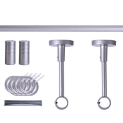 Produkt Gardinenstange Set | 1-läufig, ⌀ 19 mm, 120 cm, silber + Decke, Rillen-Kappe, Ring Gardinenstange Set | 1-läufig, ⌀ 19 mm, 120 cm, silber + Decke, Rillen-Kappe, Ring