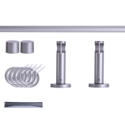 Produkt Gardinenstange Set | 1-läufig, ⌀ 19 mm, 160 cm, silber + Wand, Kappe, Ring Gardinenstange Set | 1-läufig, ⌀ 19 mm, 160 cm, silber + Wand, Kappe, Ring