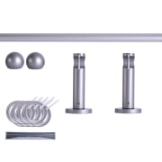 Produkt Gardinenstange Set | 1-läufig, ⌀ 19 mm, 140 cm, silber + Wand, Kugel-Ball, Ring Gardinenstange Set | 1-läufig, ⌀ 19 mm, 140 cm, silber + Wand, Kugel-Ball, Ring
