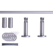 Produkt Gardinenstange Set | 1-läufig, ⌀ 19 mm, 140 cm, silber + Wand, Rillen-Kappe, Ring Gardinenstange Set | 1-läufig, ⌀ 19 mm, 140 cm, silber + Wand, Rillen-Kappe, Ring