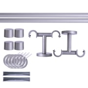 Produkt Gardinenstange Set | 2-läufig, ⌀ 19 mm, 180 cm, silber + Decke, Kappe, Ring Gardinenstange Set | 2-läufig, ⌀ 19 mm, 180 cm, silber + Decke, Kappe, Ring