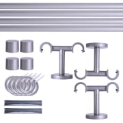Gardinenstange Set | 2-läufig, ⌀ 19 mm, 400 cm, silber + Decke, Kappe, Ring Gardinenstange Set | 2-läufig, ⌀ 19 mm, 400 cm, silber + Decke, Kappe, Ring