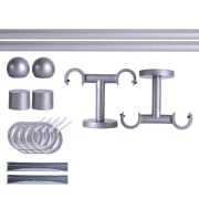Produkt Gardinenstange Set | 2-läufig, ⌀ 19 mm, 120 cm, silber + Decke, Kugel-Ball, Ring Gardinenstange Set | 2-läufig, ⌀ 19 mm, 120 cm, silber + Decke, Kugel-Ball, Ring