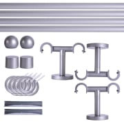 Gardinenstange Set | 2-läufig, ⌀ 19 mm, 400 cm, silber + Decke, Kugel-Ball, Ring Gardinenstange Set | 2-läufig, ⌀ 19 mm, 400 cm, silber + Decke, Kugel-Ball, Ring