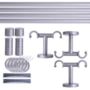 Produkt Gardinenstange Set | 2-läufig, ⌀ 19 mm, 280 cm, silber + Decke, Rillen-Kappe, Ring Gardinenstange Set | 2-läufig, ⌀ 19 mm, 280 cm, silber + Decke, Rillen-Kappe, Ring