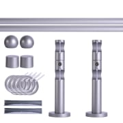 Produkt Gardinenstange Set | 2-läufig, ⌀ 19 mm, 200 cm, silber + Wand, Kugel-Ball, Ring Gardinenstange Set | 2-läufig, ⌀ 19 mm, 200 cm, silber + Wand, Kugel-Ball, Ring