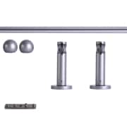 Produkt Gardinenstange Set Innenlauf | 1-läufig, ⌀ 19 mm, 140 cm, silber + Wand, Kugel-Ball  Gardinenstange Set Innenlauf | 1-läufig, ⌀ 19 mm, 140 cm, silber + Wand, Kugel-Ball