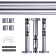 Produkt Gardinenstange Set Innenlauf | 2-läufig, ⌀ 19 mm, 400 cm, silber + Wand, Kappe, Gleiter  Gardinenstange Set Innenlauf | 2-läufig, ⌀ 19 mm, 400 cm, silber + Wand, Kappe, Gleiter