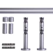 Produkt Gardinenstange Set Innenlauf | 2-läufig, ⌀ 19 mm, 200 cm, silber + Decke, Rillen-Kappe  Gardinenstange Set Innenlauf | 2-läufig, ⌀ 19 mm, 200 cm, silber + Decke, Rillen-Kappe