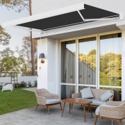Produkt Kassettenmarkise Quadris LED | 4,95 x 3,5 m, weiß, Stoff: anthrazit, Uni Kassettenmarkise Quadris LED | 4,95 x 3,5 m, weiß, Stoff: anthrazit, Uni