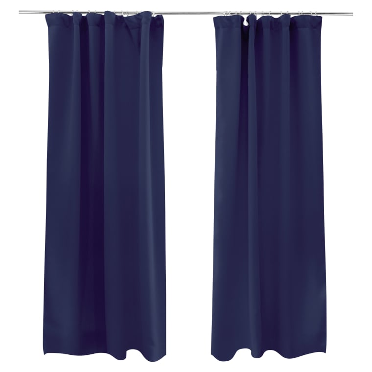 VICTORIA M Aurora Vorhang mit Kräuselband - verdunkelnd | 140 x 245 cm / blau / 2er Pack