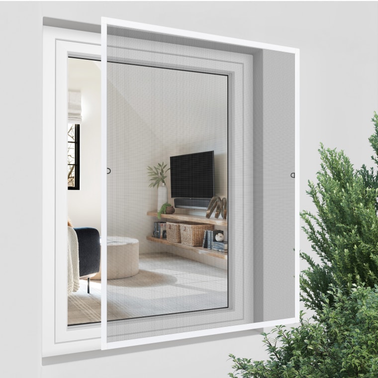 JAROLIFT Insektenschutz-Spannrahmen SlimLine für Fenster | 100 x 150 cm, weiß