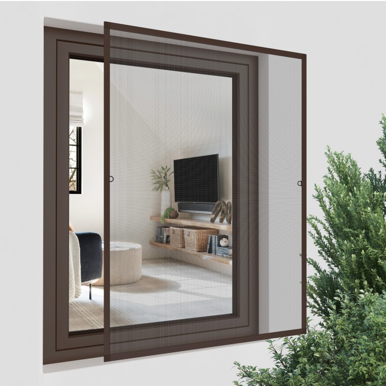 JAROLIFT Insektenschutz-Spannrahmen SlimLine für Fenster | 90 x 150 cm, braun
