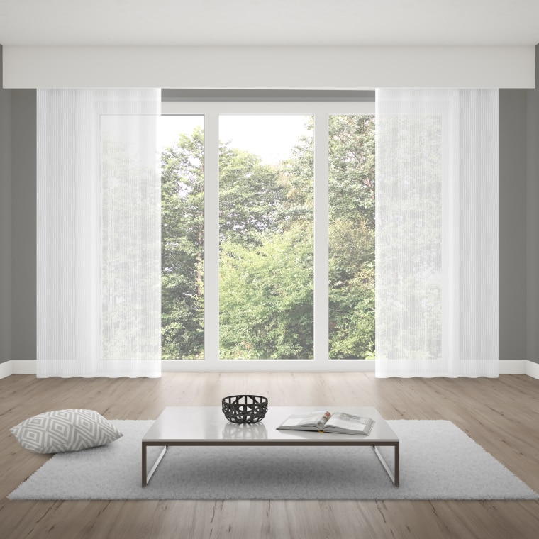 Verdi Collection Gardine mit Schlaufenband & Vertikal-Linien | halbtransparent, 145 x 245 cm, weiß
