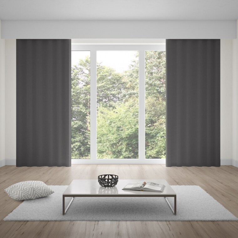 WILLKOMMEN ZUHAUSE Premium Ösenvorhang - verdunkelnd / Baumwoll-Optik (Typ nach Wahl)