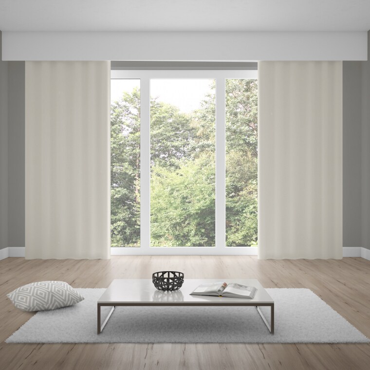 WILLKOMMEN ZUHAUSE Premium Ösenvorhang - verdunkelnd / Baumwoll-Optik | 135 x 245 cm, wollweiß