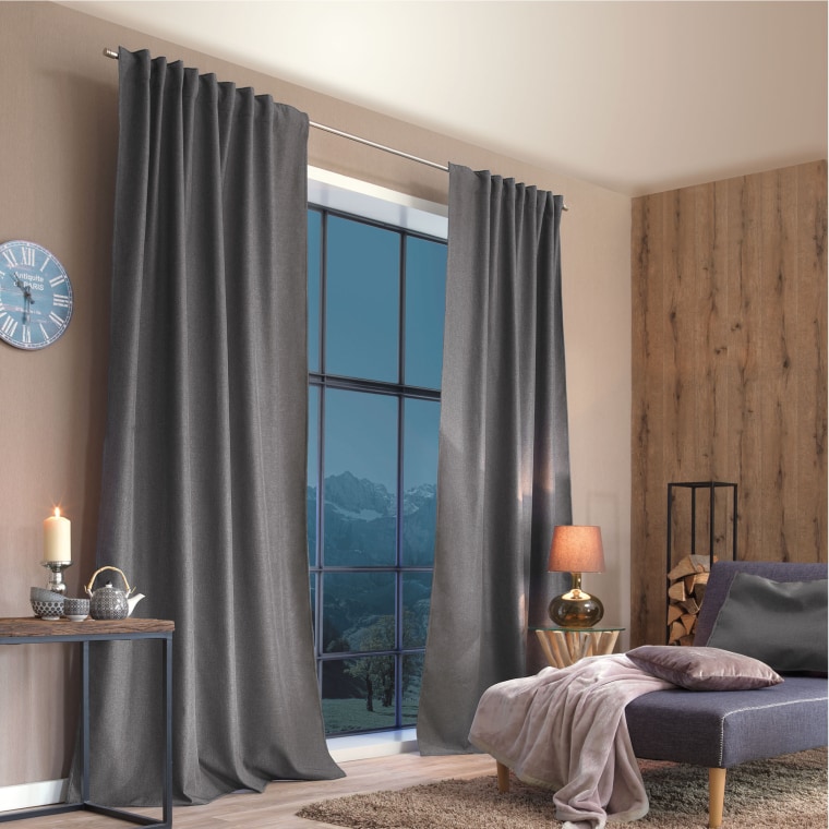 Home Wohnideen ESKIMO Thermo-Vorhang mit Kombiband | blickdicht, 135 x 245 cm, grau