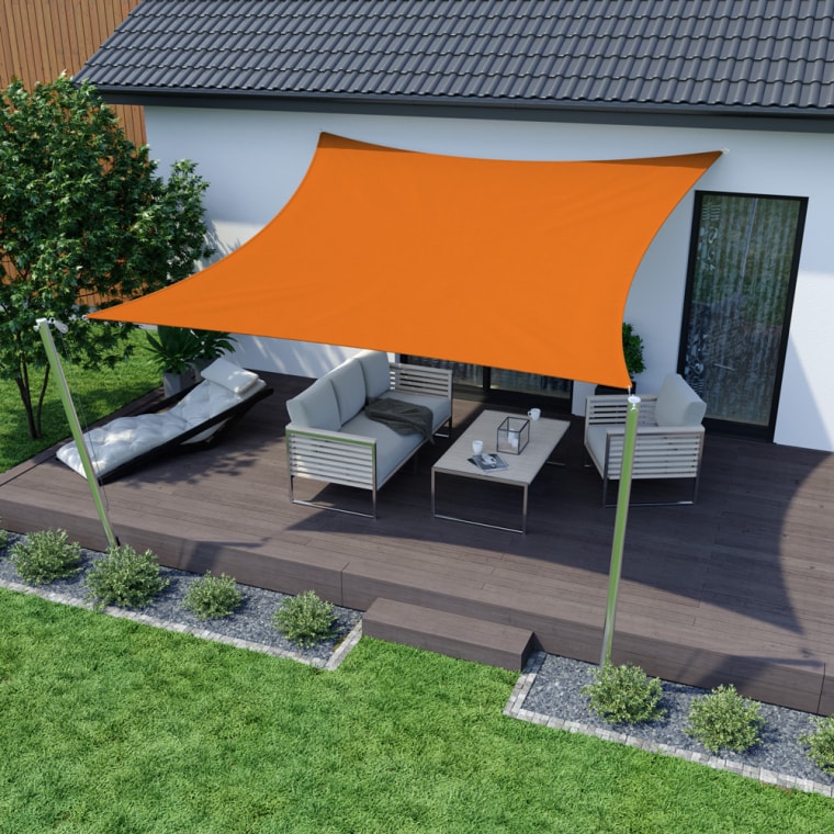 JAROLIFT Sonnensegel - Polyester / wasserdicht | 3,6 x 3,6 m, quadratisch, orange