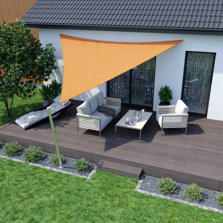 JAROLIFT Sonnensegel - HDPE / atmungsaktiv | 3,6 x 3,6 x 3,6 m, dreieckig, orange