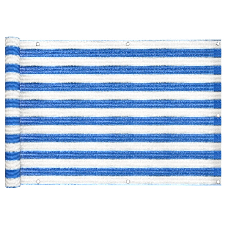 JAROLIFT Balkonbespannung - HDPE / atmungsaktiv | 500 x 90 cm, blau-weiß