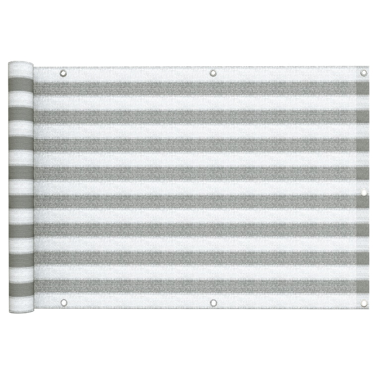 JAROLIFT Balkonbespannung - HDPE / atmungsaktiv | 500 x 90 cm, grau-weiß