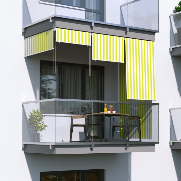 paramondo Außenrollo - Senkrechtmarkise / freihängend | 140 x 140 cm, gelb-weiß