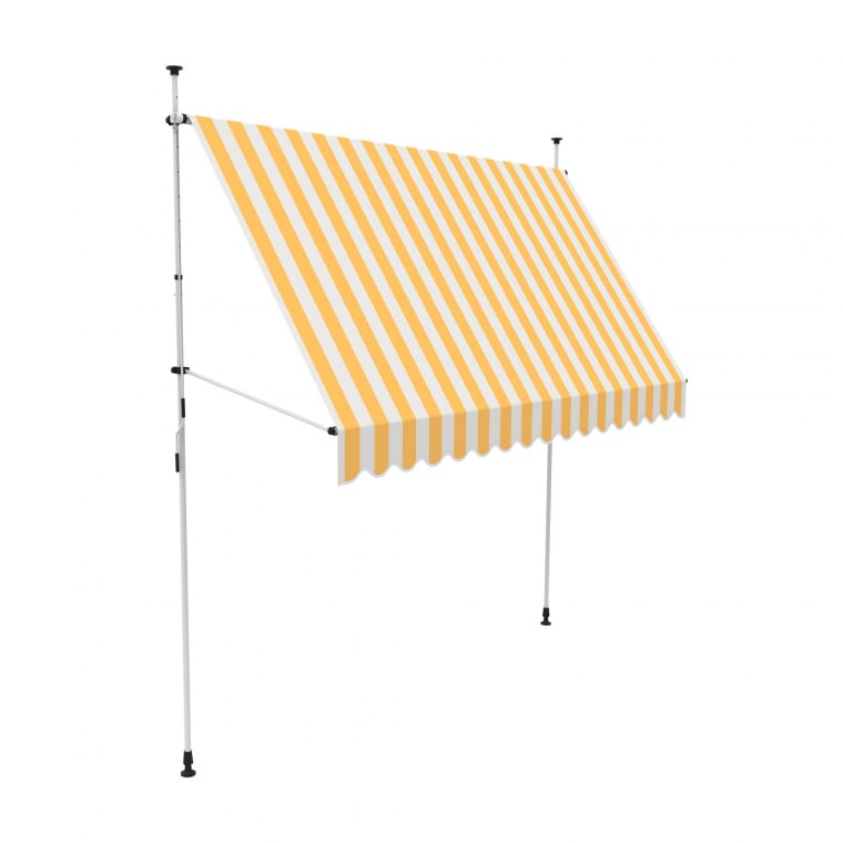 paramondo Klemm- & Balkonmarkise JAM 2000 | 3,95 x 1,20 m / Gestell: weiß / Stoff: Block, gelb-weiß