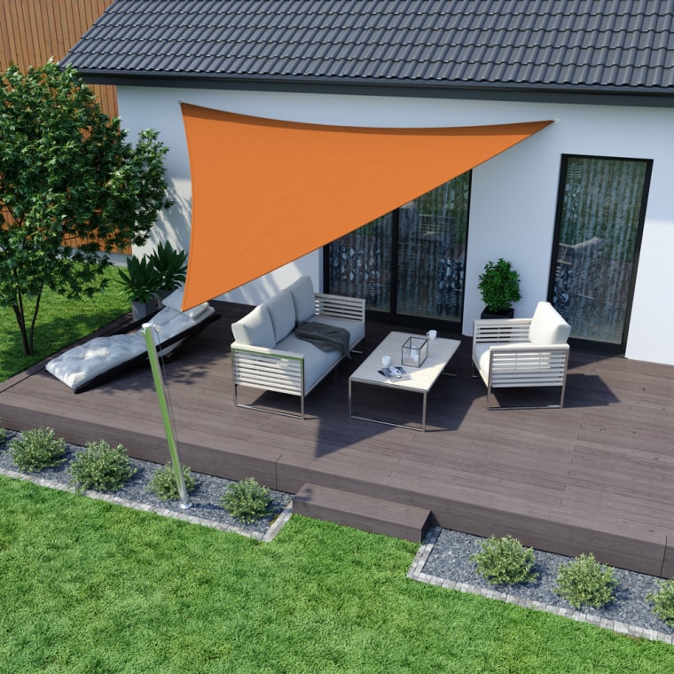 JAROLIFT Sonnensegel - Polyester / wasserdicht | 7,0 x 5,0 x 5,0 m, rechtwinklig-dreieckig, orange