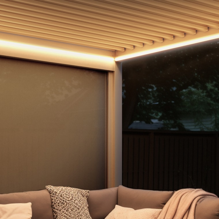 pergomondo LED-Lichterset für Pergola mit Lamellendach | 3 x 3 m, weiß