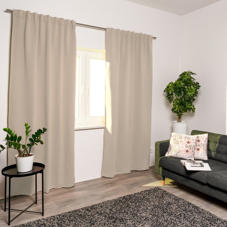 Home Wohnideen ACUSTICO Akustik-Vorhang mit Kombiband | verdunkelnd, 135 x 245 cm, natur