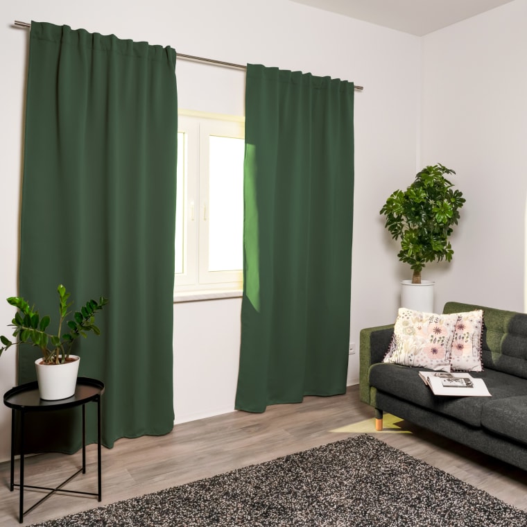 Home Wohnideen ACUSTICO Akustik-Vorhang mit Kombiband | verdunkelnd, 135 x 245 cm, oliv
