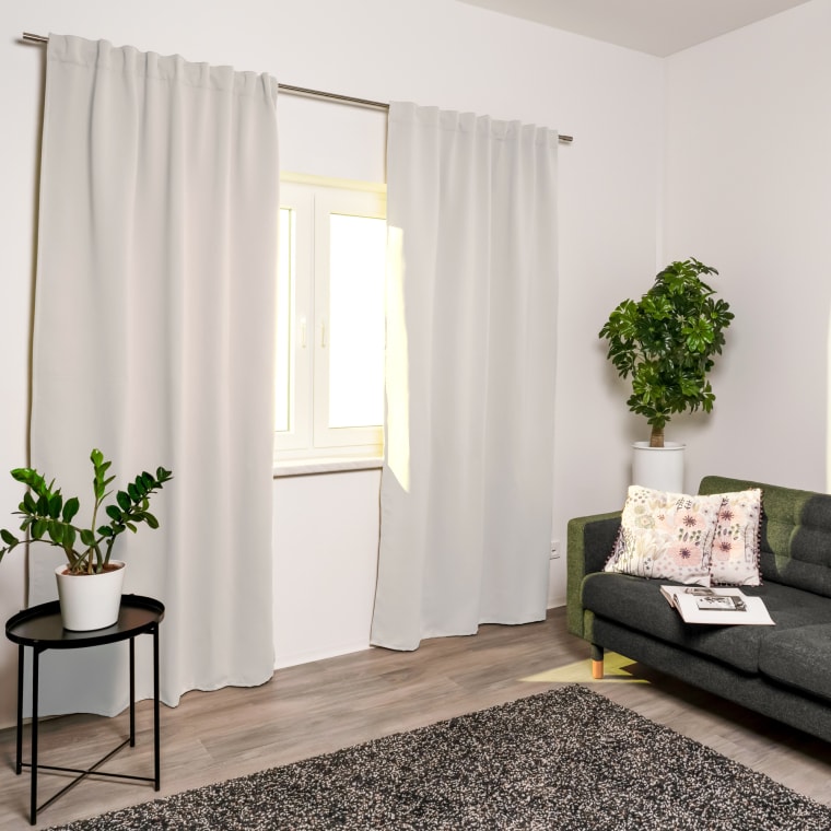 Home Wohnideen ACUSTICO Akustik-Vorhang mit Kombiband | verdunkelnd, 135 x 245 cm, wollweiß, 2 Stück