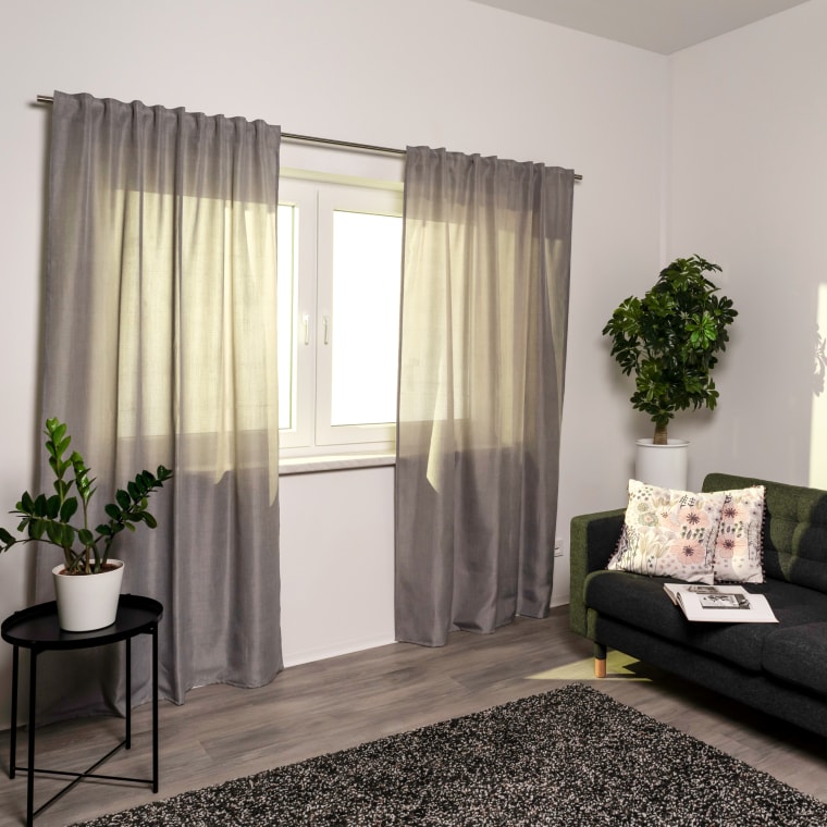 Home Wohnideen Vorhang mit Kombiband & Leinen-Struktur | blickdicht, 135 x 225 cm, grau, 2 Stück