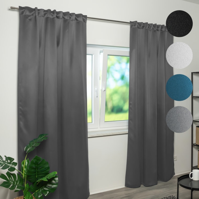 Home Wohnideen BLACKY Brandschutz-Vorhang B1 mit Kombiband | verdunkelnd, 135 x 245 cm, grau