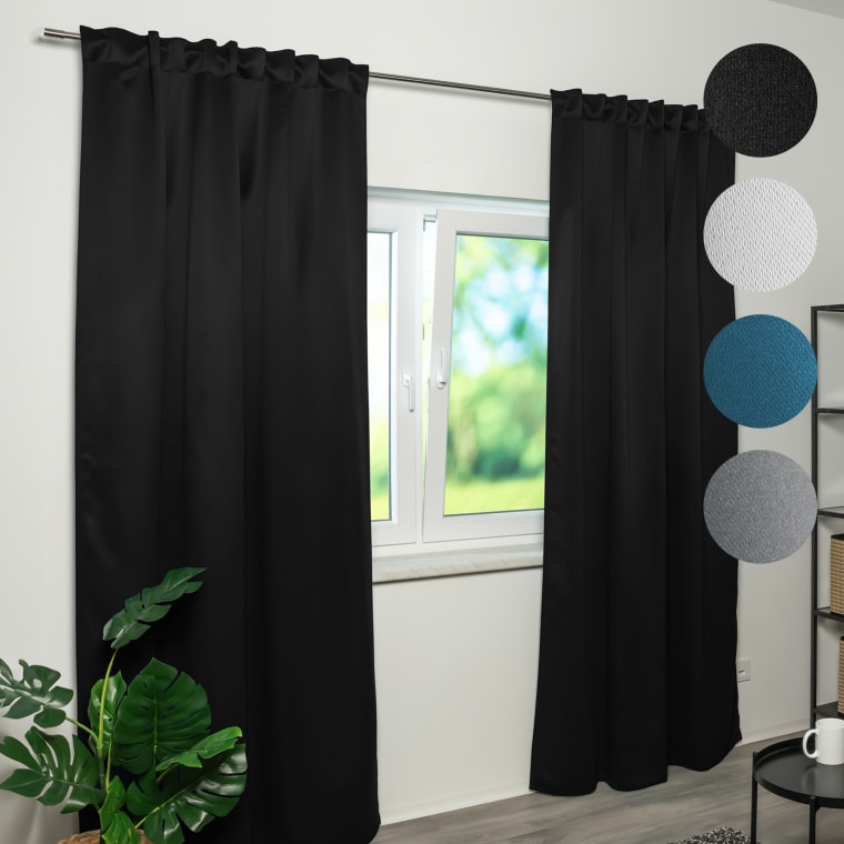 Home Wohnideen BLACKY Brandschutz-Vorhang B1 mit Kombiband | verdunkelnd, 135 x 245 cm, schwarz