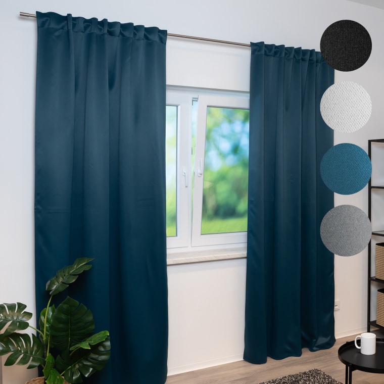 Home Wohnideen BLACKY Brandschutz-Vorhang B1 mit Kombiband | verdunkelnd, 135 x 245 cm, dunkelblau