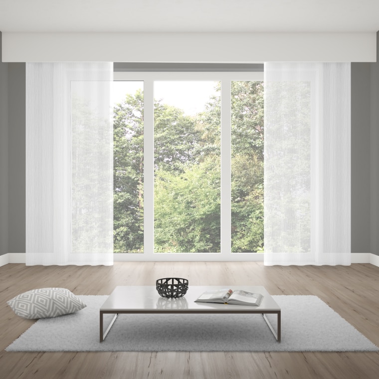 Verdi Collection Gardine mit Schlaufenband & Vertikal-Linien | halbtransparent, 145 x 245 cm, weiß, 2 Stück