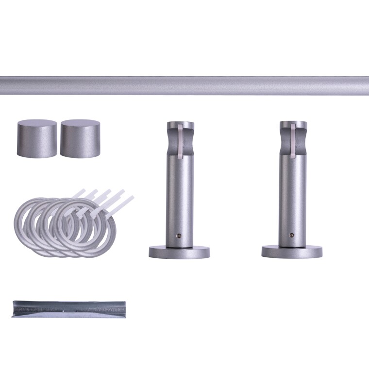VICTORIA M Gardinenstange Set | 1-läufig, ⌀ 19 mm, 120 cm, silber + Wand, Kappe, Ring