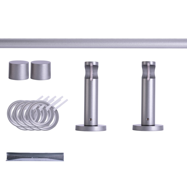 VICTORIA M Gardinenstange Set | 1-läufig, ⌀ 19 mm, 160 cm, silber + Wand, Kappe, Ring