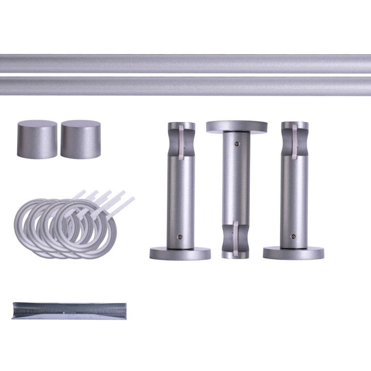 VICTORIA M Gardinenstange Set | 1-läufig, ⌀ 19 mm, 360 cm, silber + Wand, Kappe, Ring