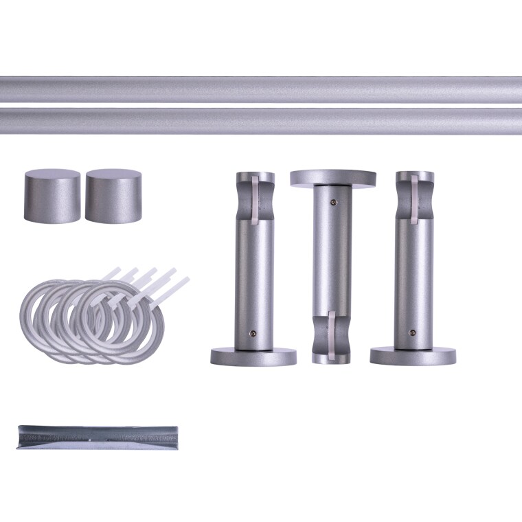 VICTORIA M Gardinenstange Set | 1-läufig, ⌀ 19 mm, 400 cm, silber + Wand, Kappe, Ring