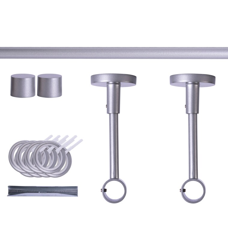 VICTORIA M Gardinenstange Set | 1-läufig, ⌀ 19 mm, 200 cm, silber + Decke, Kappe, Ring
