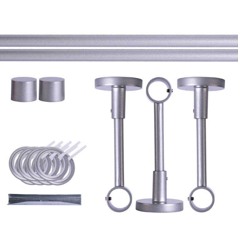 VICTORIA M Gardinenstange Set | 1-läufig, ⌀ 19 mm, 280 cm, silber + Decke, Kappe, Ring