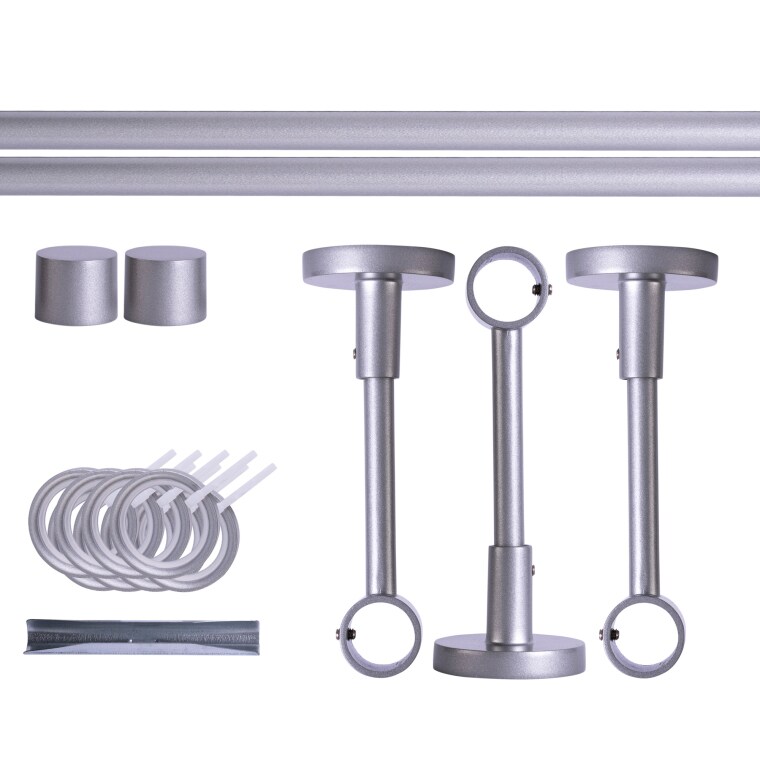 VICTORIA M Gardinenstange Set | 1-läufig, ⌀ 19 mm, 360 cm, silber + Decke, Kappe, Ring