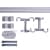 VICTORIA M Gardinenstange Set | 2-läufig, ⌀ 19 mm, 140 cm, silber + Decke, Kappe, Ring